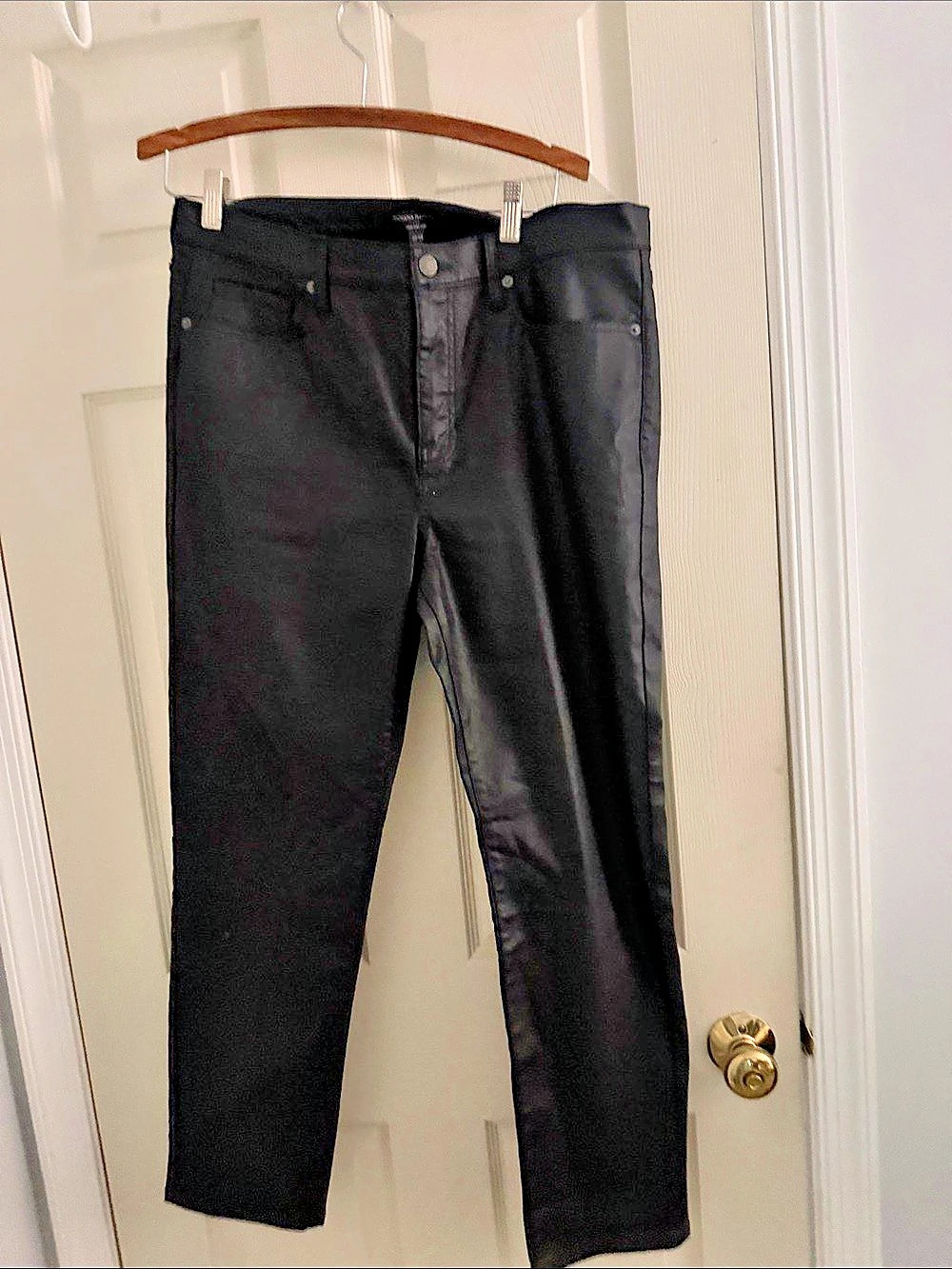 Banana Republic High-Rise Slim Coated Pant Black Waist 32/14